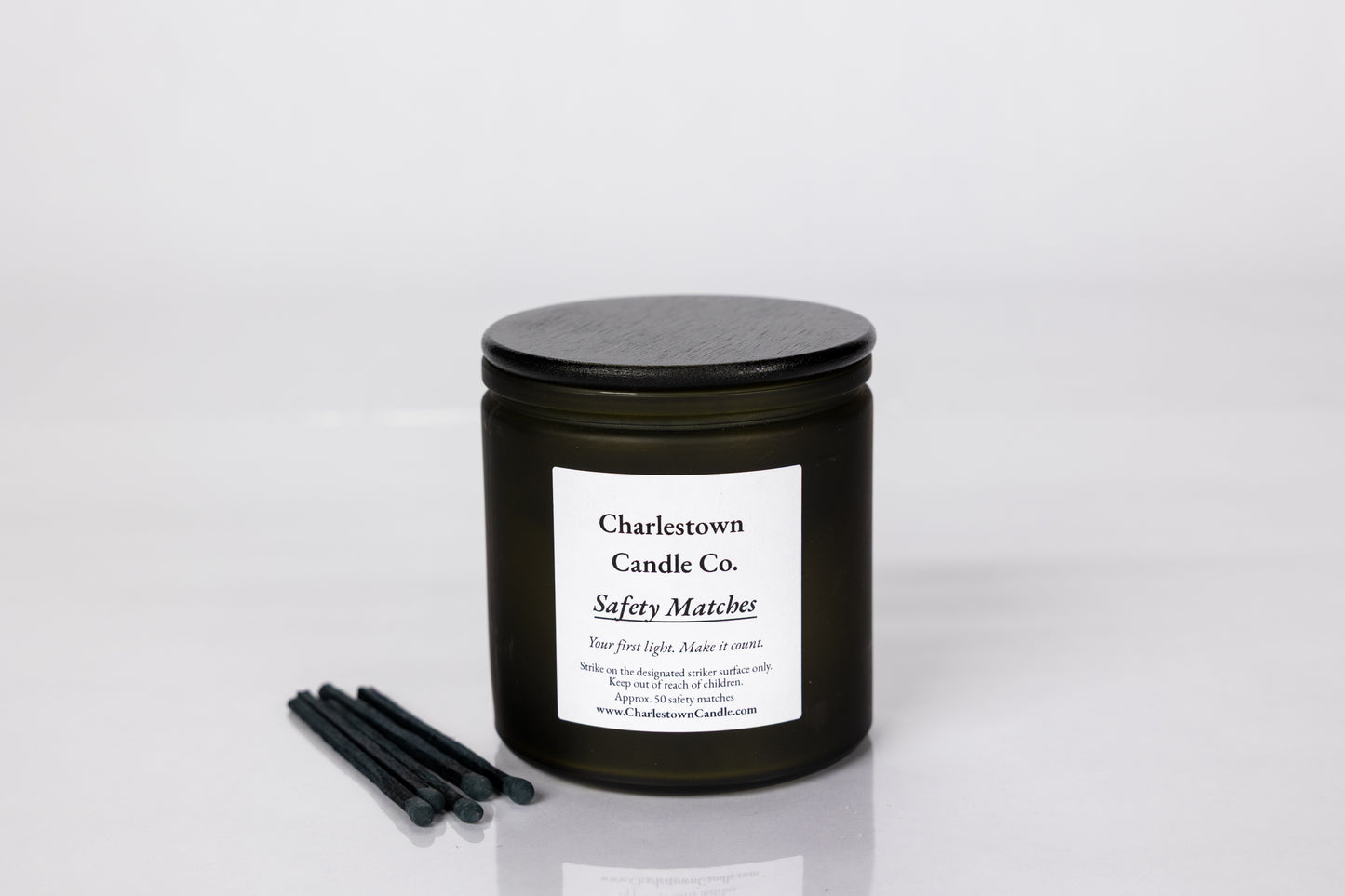 Match Jar – 75 Wooden Matches (Frosted Green Calypso Glass)